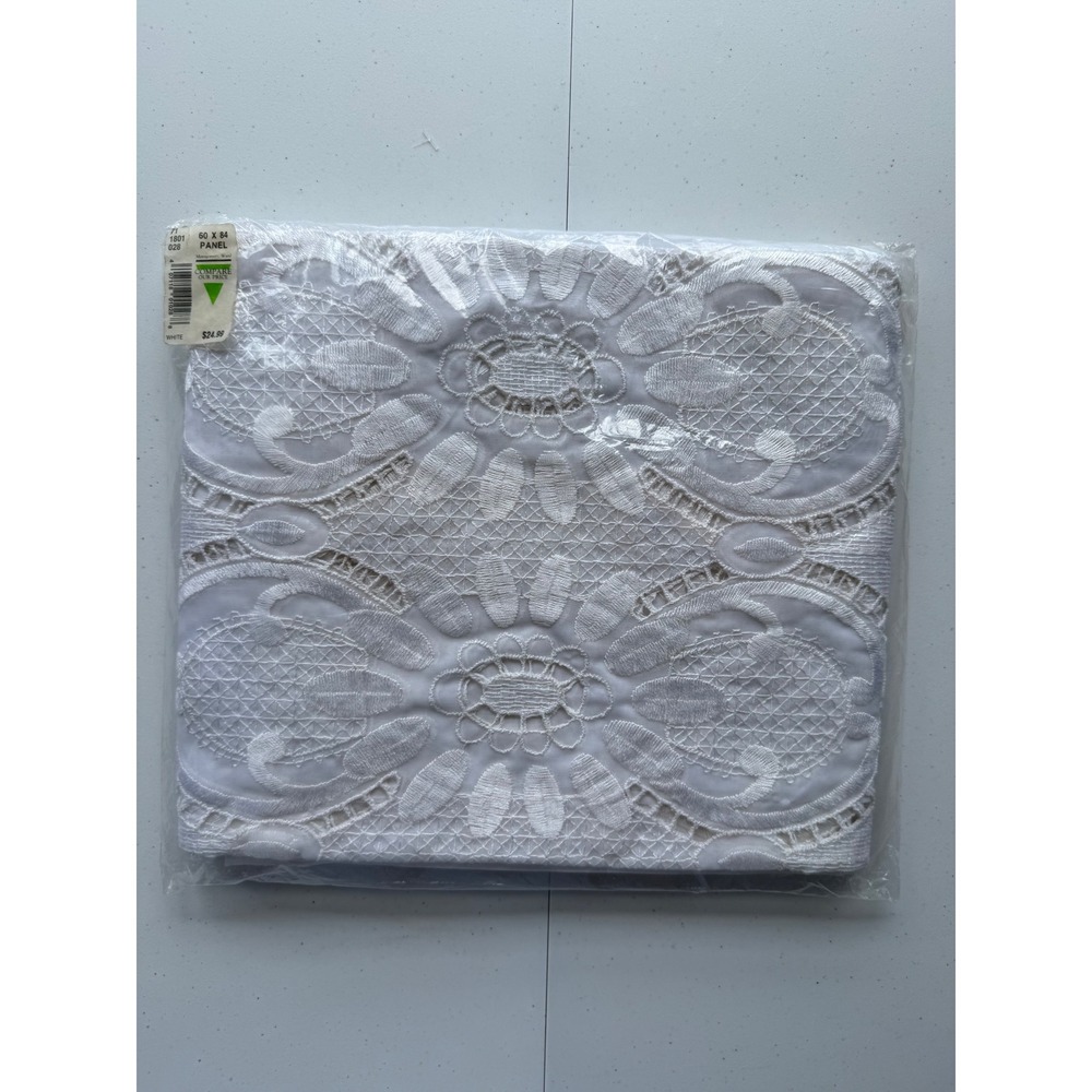 Vintage Montgomery Ward White Lace Curtain Panel 60" X 84" Cottagecore
